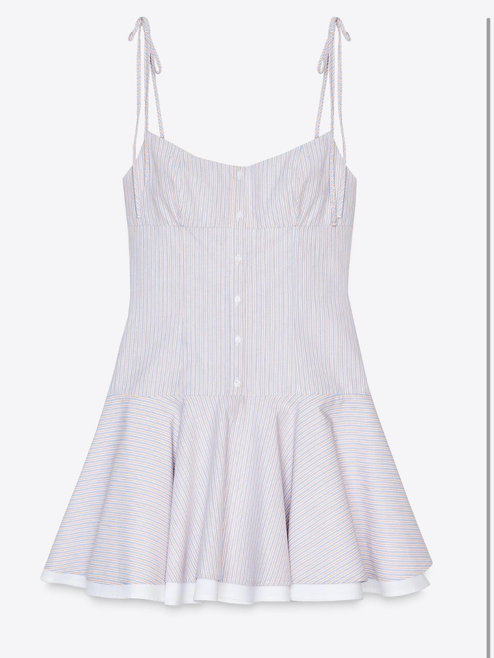 Zara Striped Tie-Shoulder Short Sundress in Light Blue and White - Large